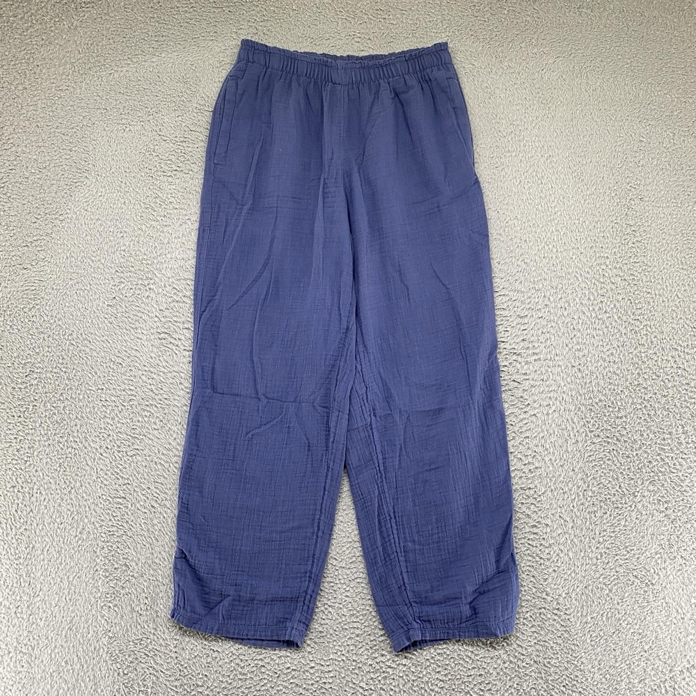 Coldwater Creek Gauze Pants Womens Small Blue Crinkle Cotton Beach Summer